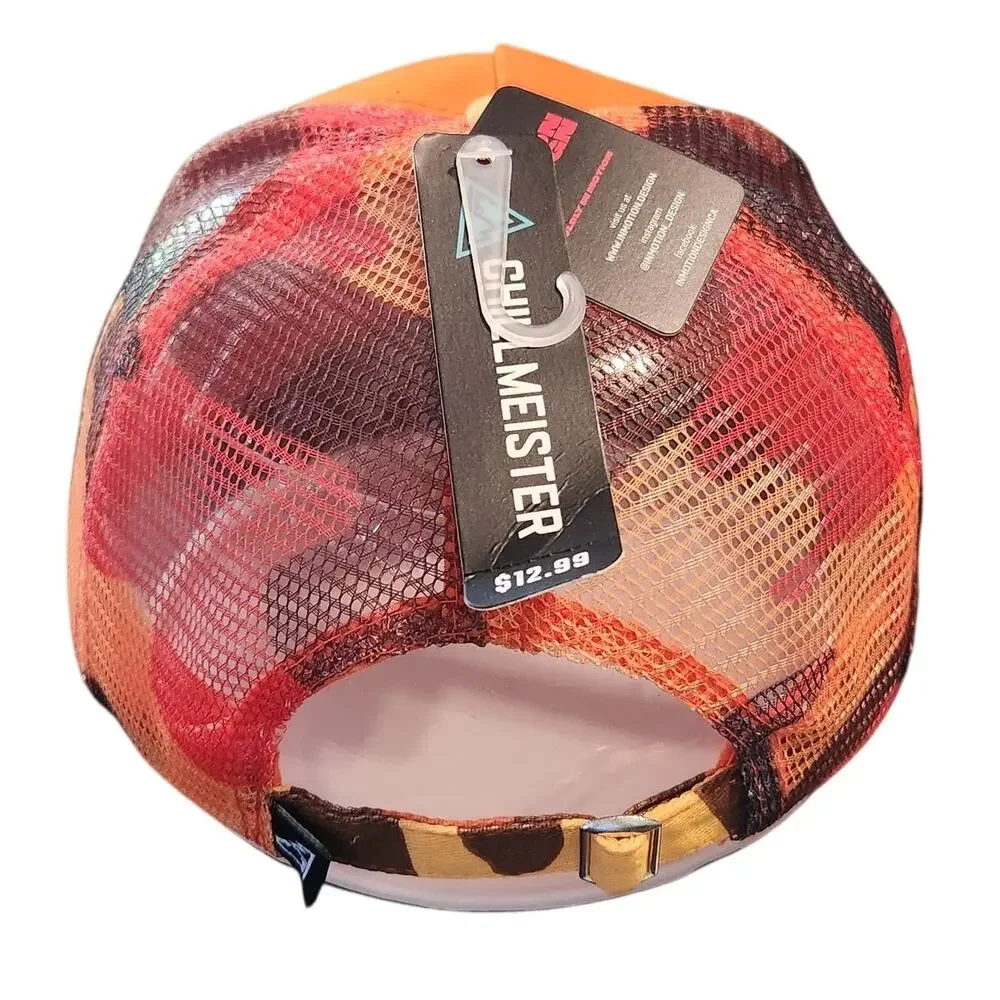 Chillmeister Mens Orange Camo Trucker‎ Hat Mountain Logo Mesh Snapback Cap